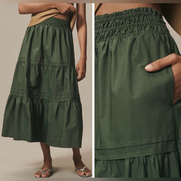 Anthropologie Dresses & Skirts - Anthropologie The Somerset Poplin Tiered Maxi Skirt, Size SP